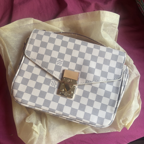 Louis Vuitton White and Gray Crossbody Bag with Damier Azur Canvas